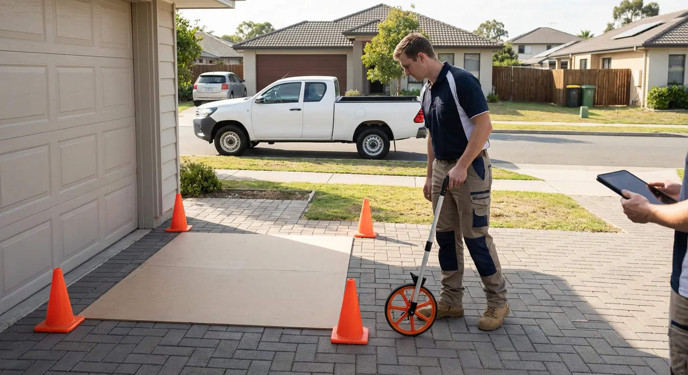 Site assessment for dumpster placement showing clearance requirements in Colorado Springs, CO