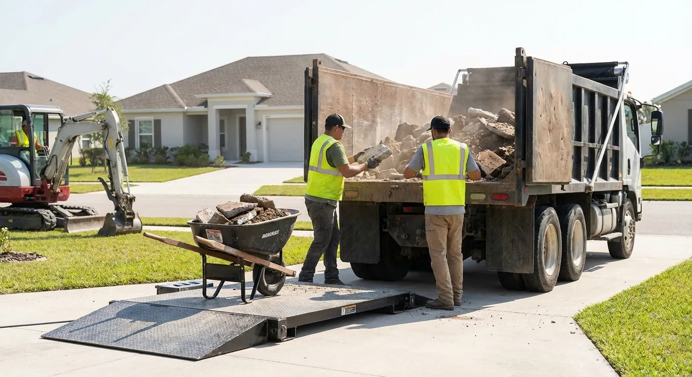 Heavy debris dumpster loaded with concrete in Colorado Springs, CO