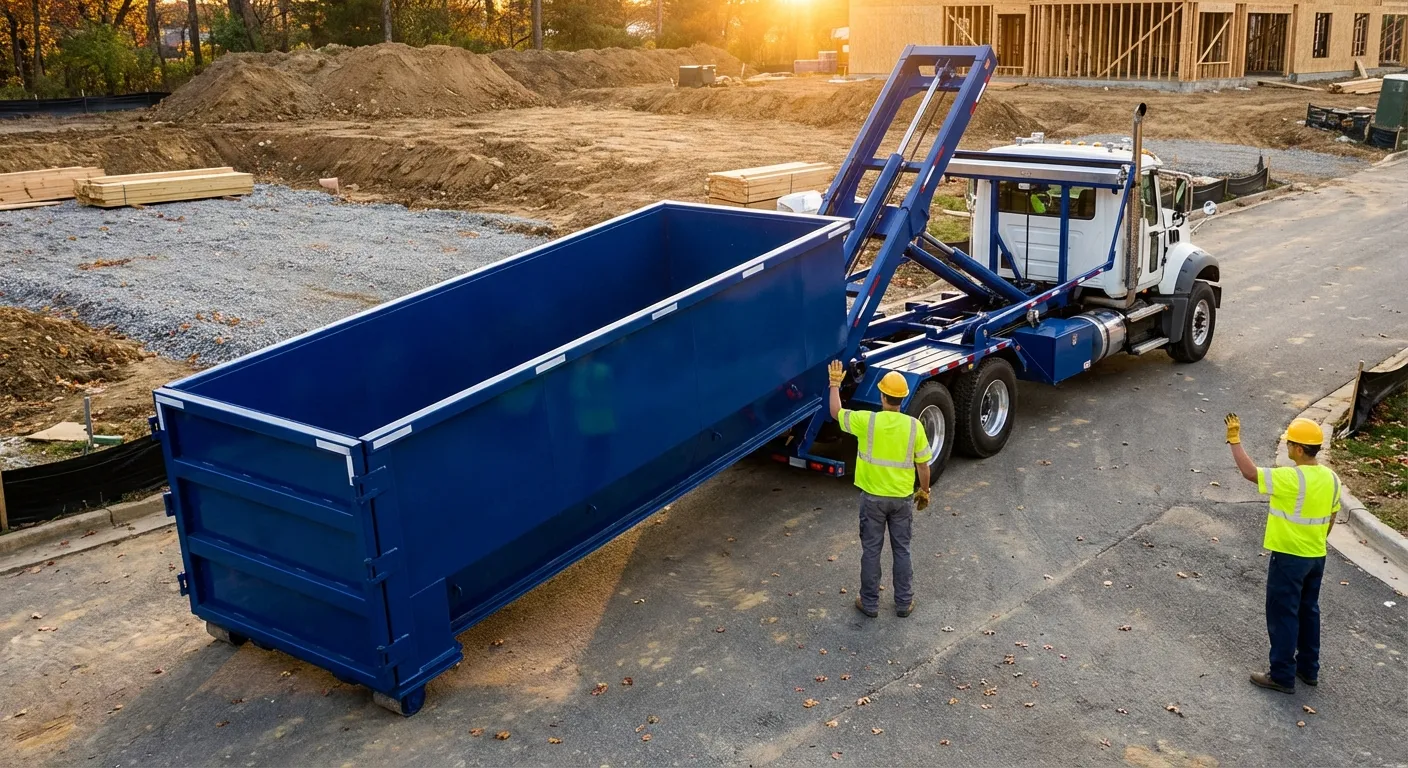 Construction dumpster delivery truck in Colorado Springs, CO